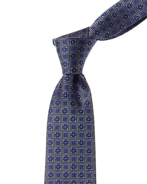 Canali Blue Tile Silk Tie Men's Blue Os
