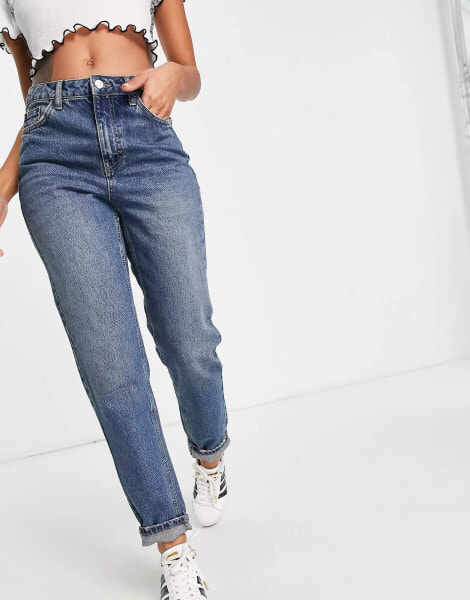 Topshop Original high rise Mom jeans in mid blue