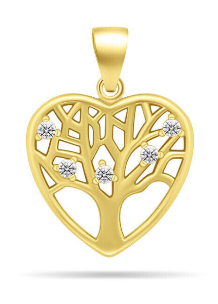 Charming gold-plated pendant with zircons Heart PT70Y