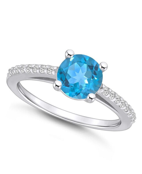 Blue Topaz (1-5/8 ct. t.w.) and Diamond (1/6 ct. t.w.) Ring in 14K White Gold