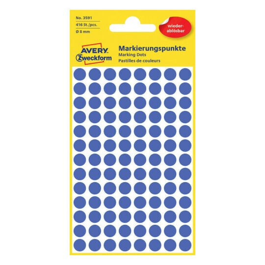 Avery Zweckform Avery 3591 - Blue - Circle - Paper - 8 mm - 416 pc(s) - 104 pc(s)