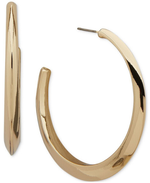 Gold-Tone Medium Bevel C-Hoop Earrings