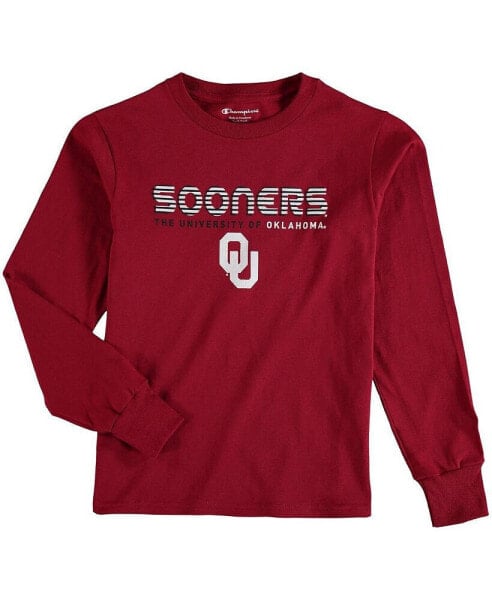 Big Boys Crimson Oklahoma Sooners Jersey Long Sleeve T-shirt