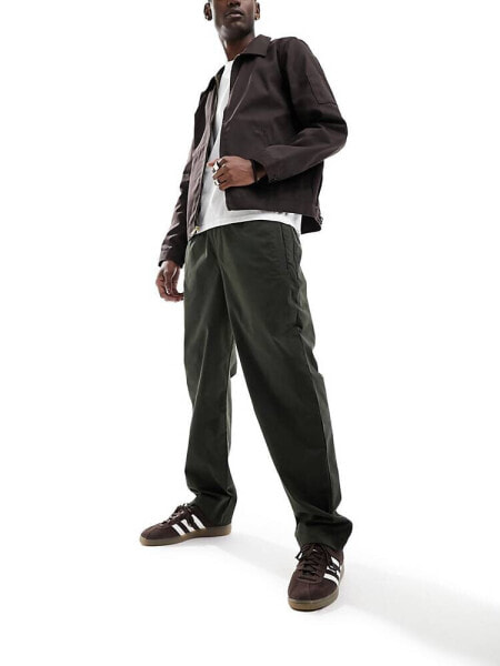 Armani Exchange straight leg worker style trousers in khaki