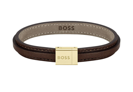 Brown leather bracelet for men Grover 1580329