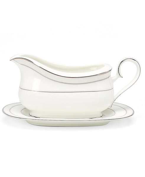 "Montvale Platinum" Gravy Boat with Tray, 16 oz