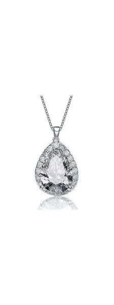 Unique Pear-shaped Pendant Necklace with Colored Cubic Zirconia