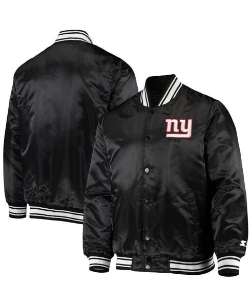 Men's Black New York Giants Locker Room Satin Varsity Full-Snap Jacket