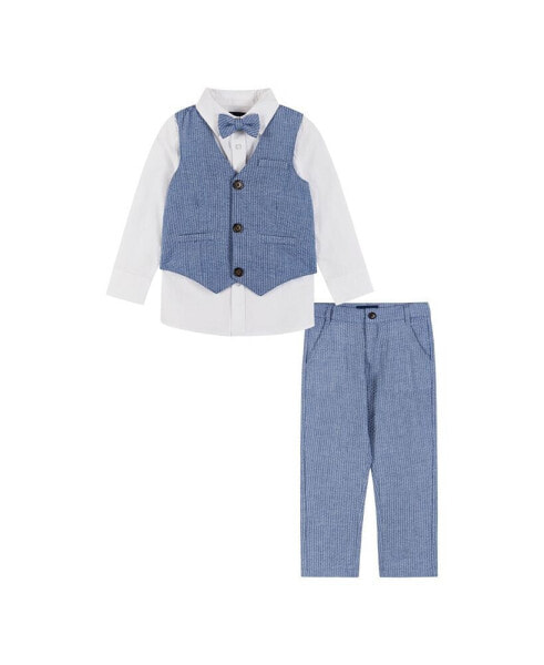 Little Boys Toddler/Child Blue Four Piece Buttondown and Vest Set