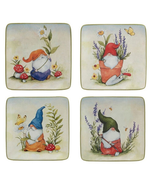 Garden Gnomes Set of 4 Canape Plates 6"