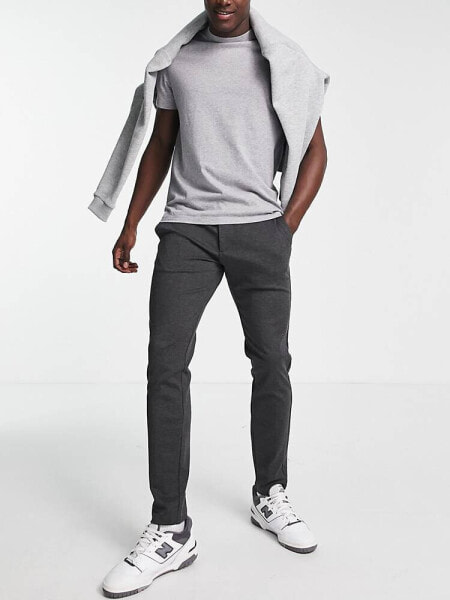 ONLY & SONS slim fit tapered trousers in dark grey