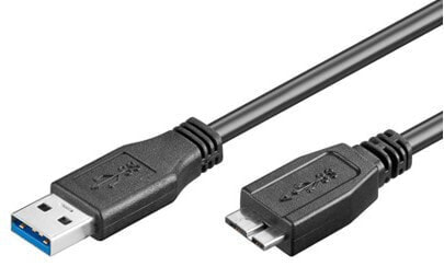 Кабель USB 3.0 SuperSpeed Wentronic - черный - 3 м - USB A - Micro-USB B - Мужской/Мужской - 5000 Мбит/с - черный.