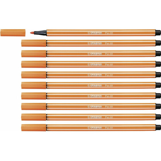 Ручки фетровые STABILO Pen 68 красный Вермилион (10 штук)