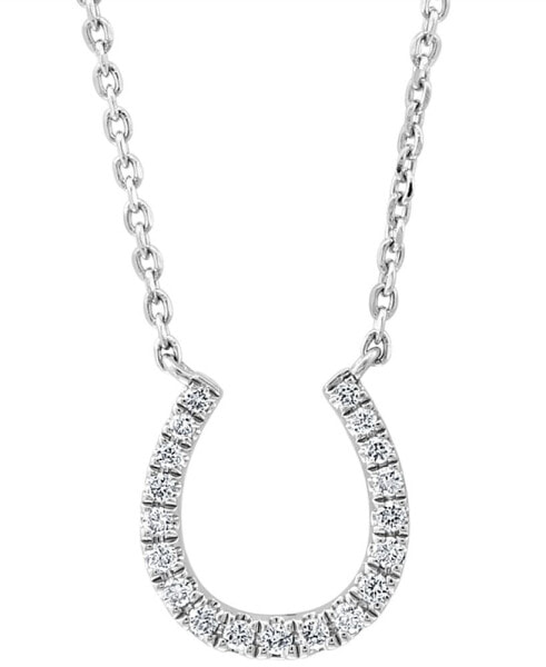 EFFY® Diamond Horseshoe 18" Pendant Necklace (1/6 ct. t.w.) in Sterling Silver