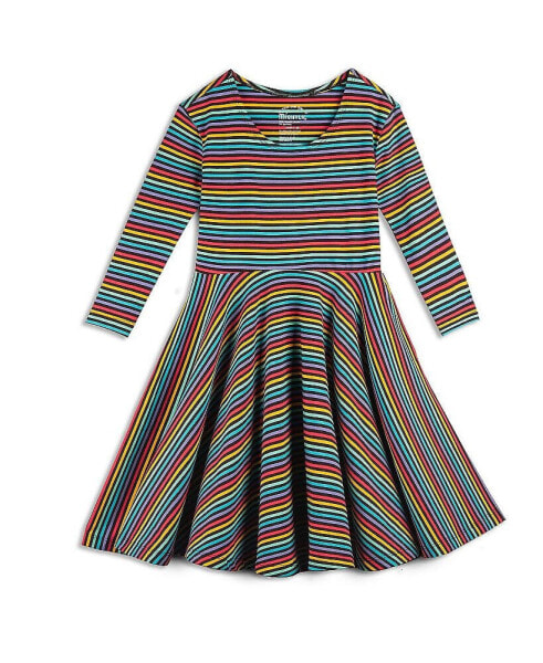 Girls Fair Trade Organic Cotton Print 3/4 Sleeve Twirl Dress