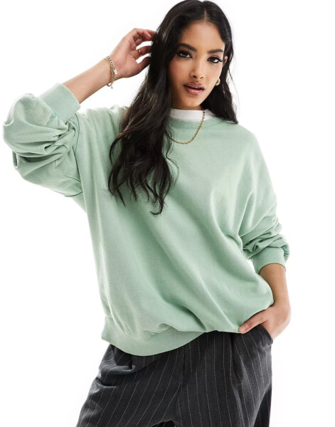 ASOS DESIGN oversized sweatshirt in washed green