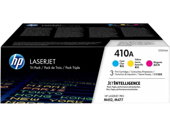 HP 410A LaserJet Toner Cartridge - Tri-Color Pack - Cyan/Magenta/Yellow (CF251AM