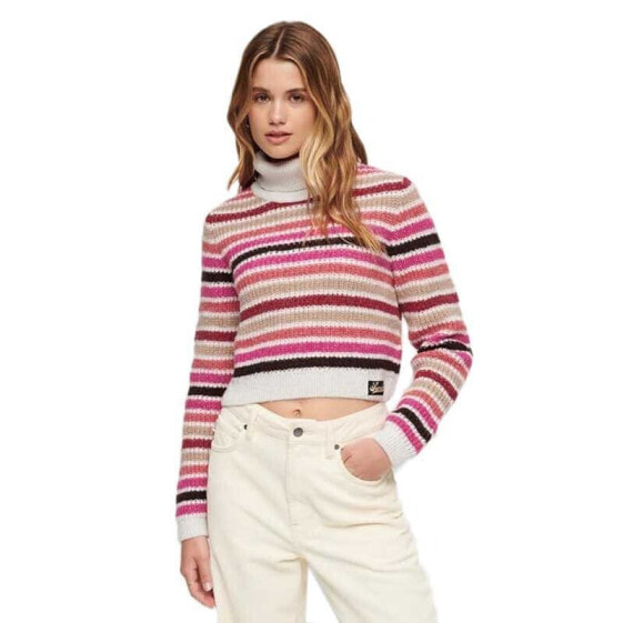 SUPERDRY Stripe Crop high neck sweater