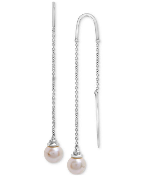 Cultured Freshwater Pearl (8mm) Threader Earrings in Sterling Silver