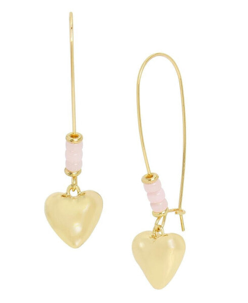 Gold-Tone Puffy Heart Dangle Earrings
