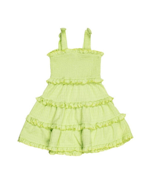 Little Girls Crinkle Knit Tiered Dress