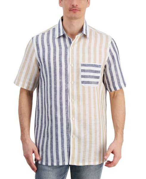 Рубашка мужская Club Room Alba Block Cabana Stripe из льна, созданная для Macy's