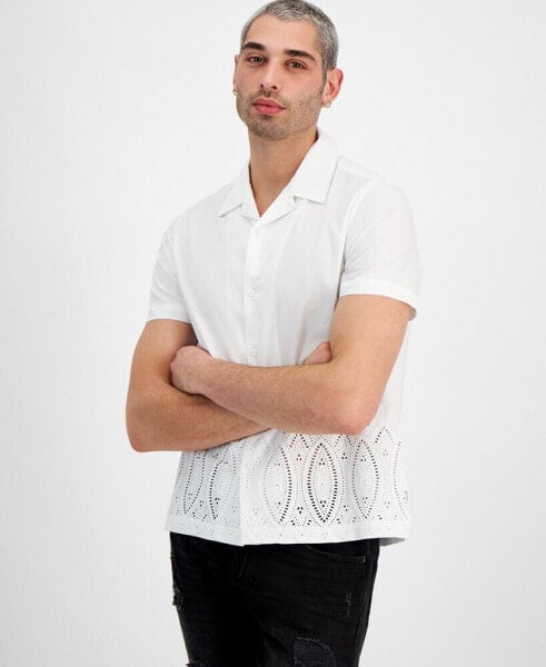 Рубашка Guess мужская Regular-Fit из поплина с люверсами