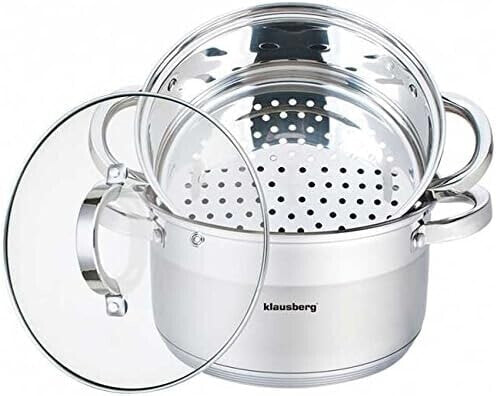 Mantowarka KB-7138 Steam Cooker Set 20 cm Induction Cooking Pot Steamer Glass Deck 3 Elements