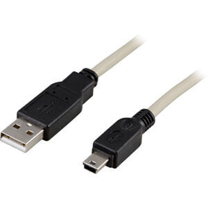 Deltaco USB 2.0 Cable A/mini B - 5m - 5 m - USB A - Mini-USB B - Male/Male - 480 Mbit/s