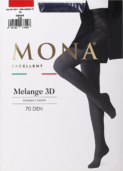 Strumpfhose für Damen Melange 3D 70 Den denim - Mona 4