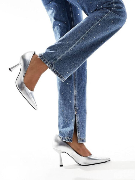 NA-KD stiletto shoes in silver
