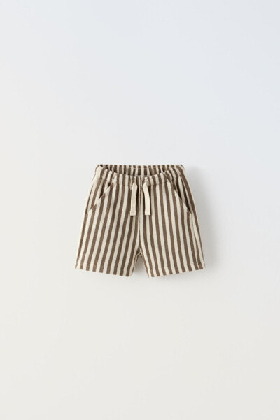 Striped terry bermuda shorts