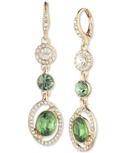 Crystal & Color Stone Triple Drop Earrings