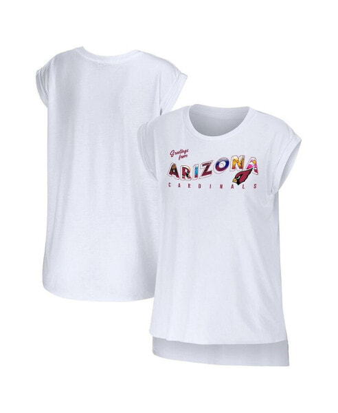 Women's White Arizona Cardinals Greetings From Muscle T-shirt
