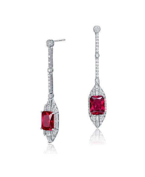 Dazzling Sterling Silver & White Gold-Plated Cubic Zirconia Drop Earrings