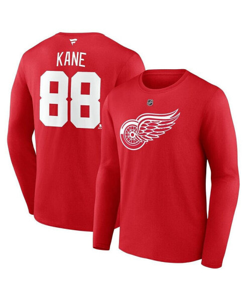 Men's Patrick Kane Red Detroit Red Wings Authentic Stack Name and Number Long Sleeve T-shirt
