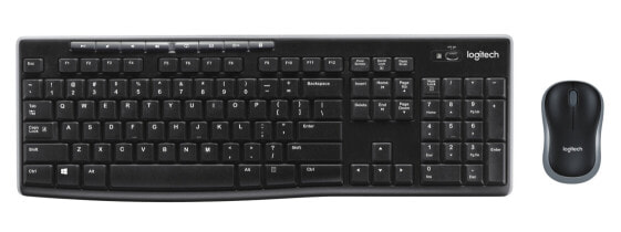 Logitech Wireless Combo MK270 - Full-size (100%) - Wireless - USB - QWERTY - Black - Mouse included