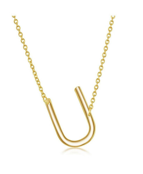 Simona sterling Silver 14k Gold Plated Sideways Initial Necklace