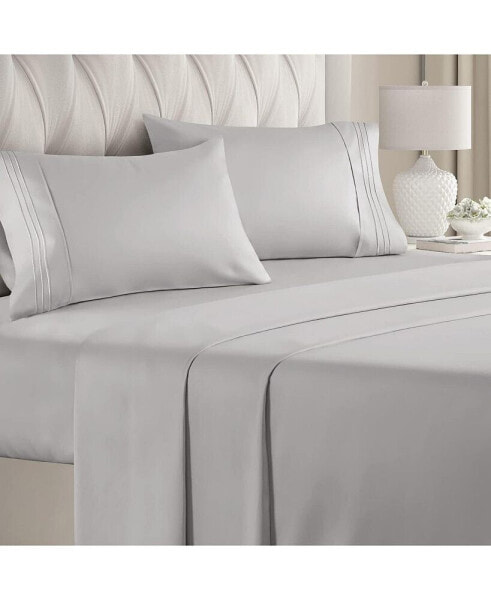 4 Piece Microfiber Solid Sheet Set - Twin Extra Long