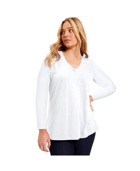 Plus Size June + Vie Long-Sleeve V-Neck One + Only Tee