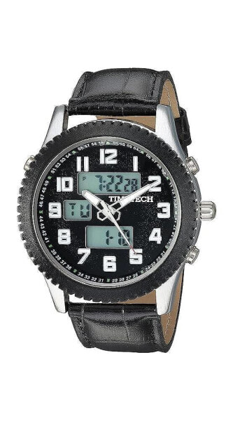 Men's Alarm Sport Analog Digital Metal Case Watch with Black Strap