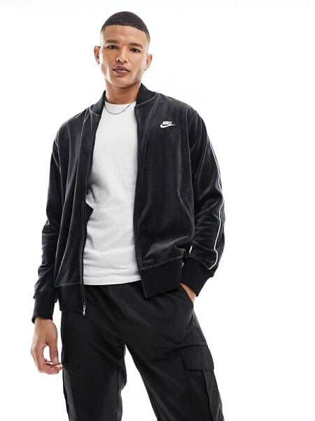 Nike Club velour jacket in black