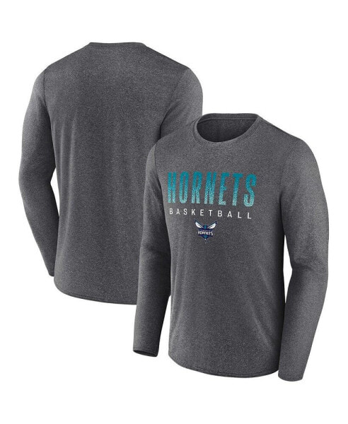 Men's Heathered Charcoal Charlotte Hornets Where Legends Play Iconic Practice Long Sleeve T-shirt
