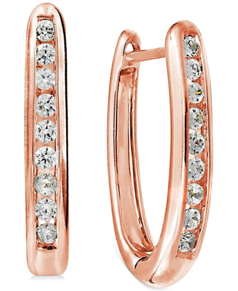 Diamond Small Hoop Earrings (1/4 ct. t.w.) in 14k Rose Gold-Plated Sterling Silver, 0.63"