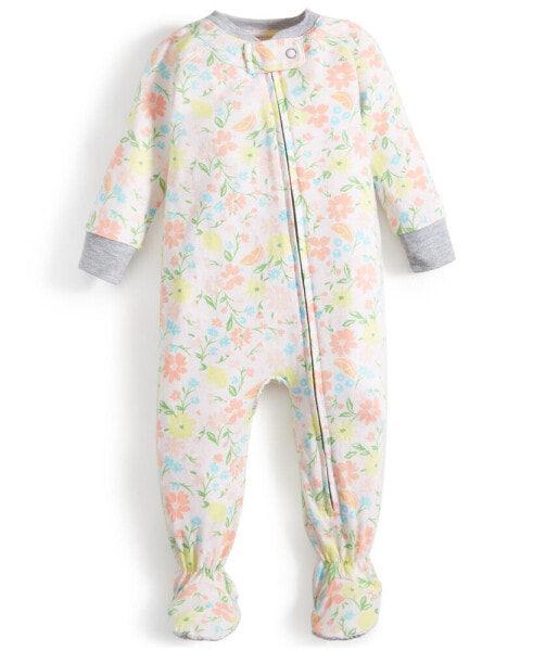 Baby Snug Fit Floral Fruits Footed Pajamas, Created for Macy's