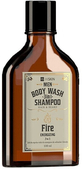 Gel-Shampoo zum Waschen von Körper, Haar und Bart Fire - HiSkin Men Body Wash Gel And Shampoo 100 ml