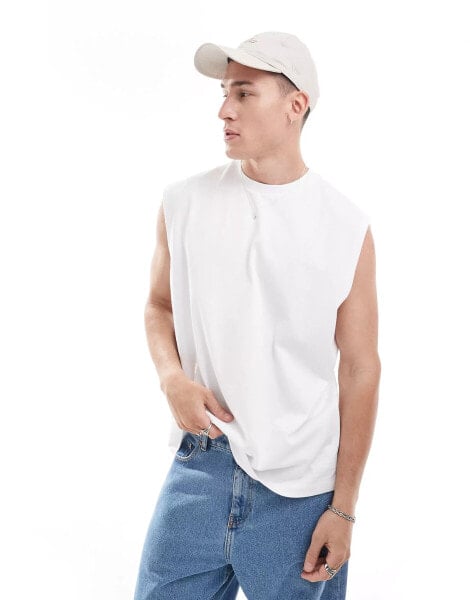 ASOS DESIGN heavyweight oversized tank in white