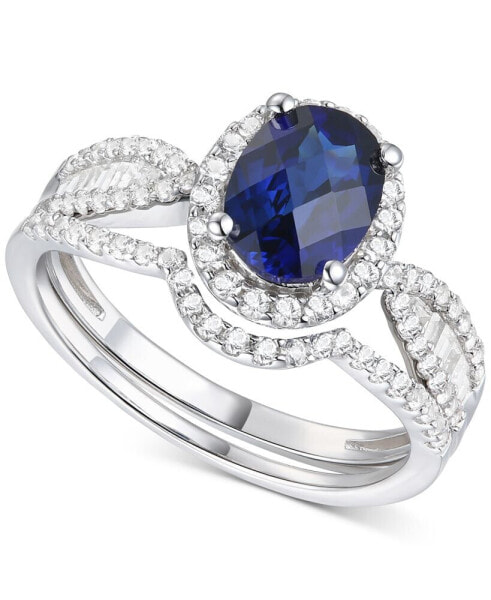 Кольцо Macy's Lab-Grown Sapphire & White Sapphire