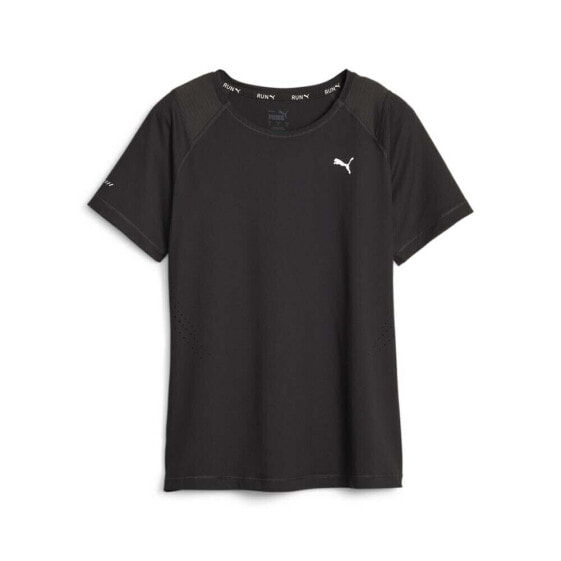 Puma Cloudspun Running Crew Neck Short Sleeve Athletic T-Shirt Womens Black Casu