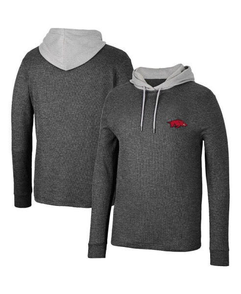 Men's Black Arkansas Razorbacks Ballot Waffle-Knit Thermal Long Sleeve Hoodie T-shirt